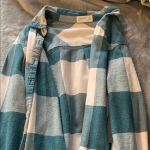 blue and white checkered flannel